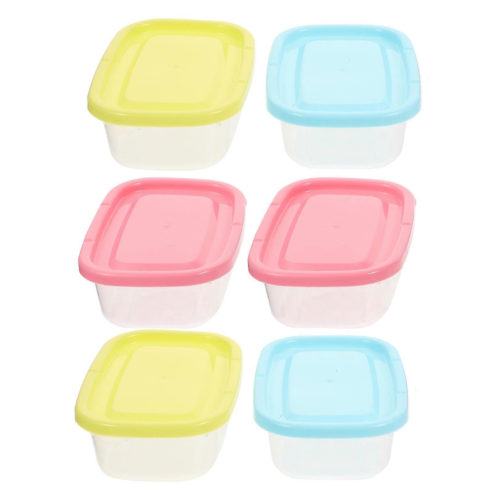 Assorted Color Sealing Food Containers Made of PP for Storage with Sealed Lid 6 Pieces