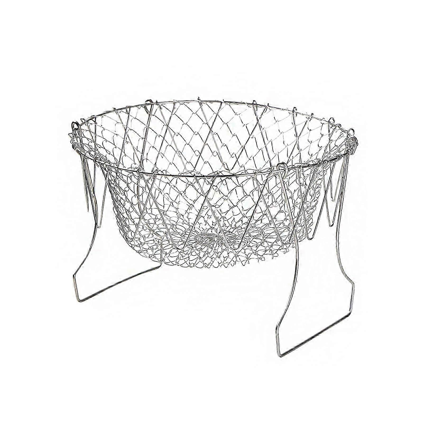 Versatile British Kitchen Tool: Foldable Fry Basket for Fish & Chips