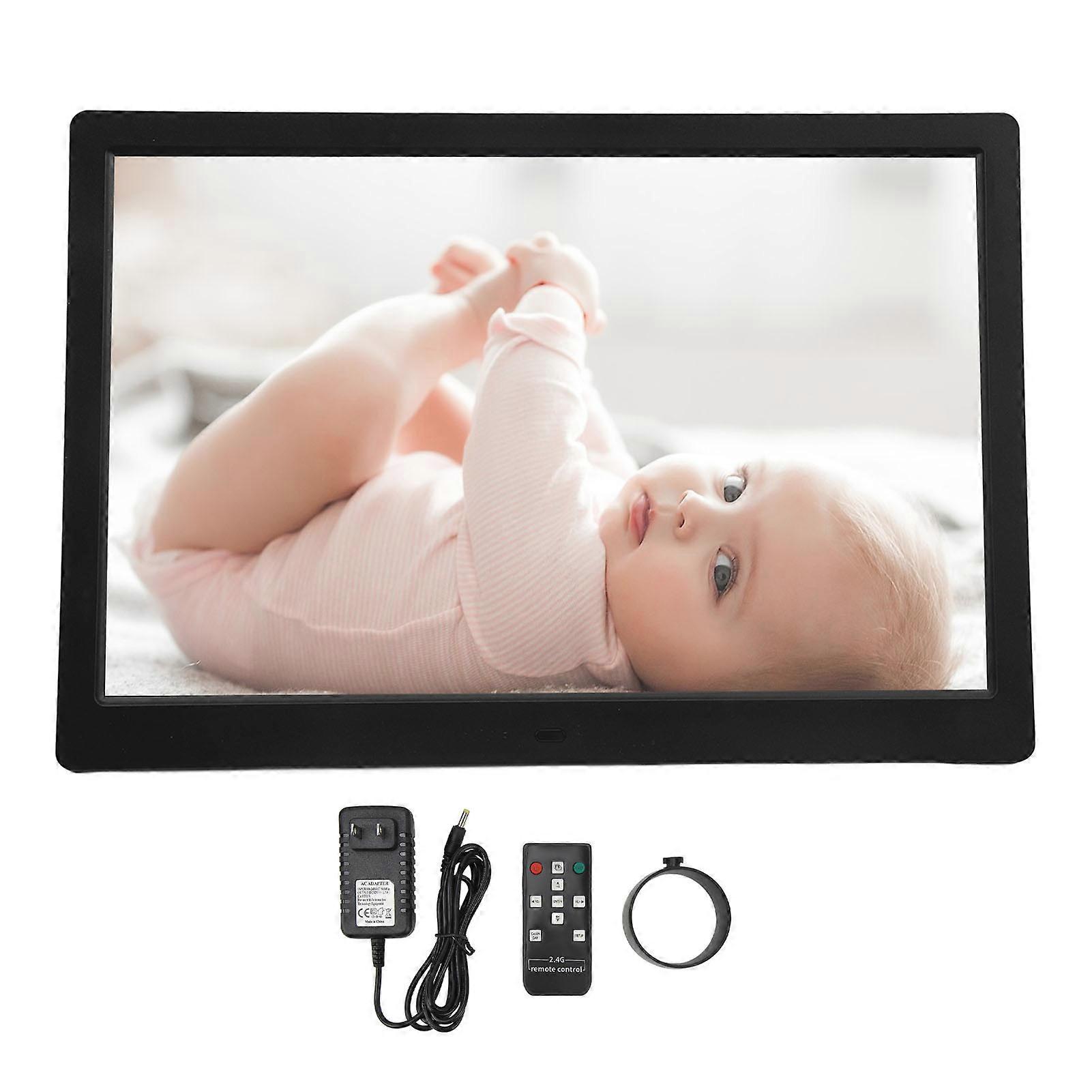 14.1in Large Digital Picture Frame HD Digital Photo Frame Video Playback Remote Control Built in Speaker 100‑240V US Plug