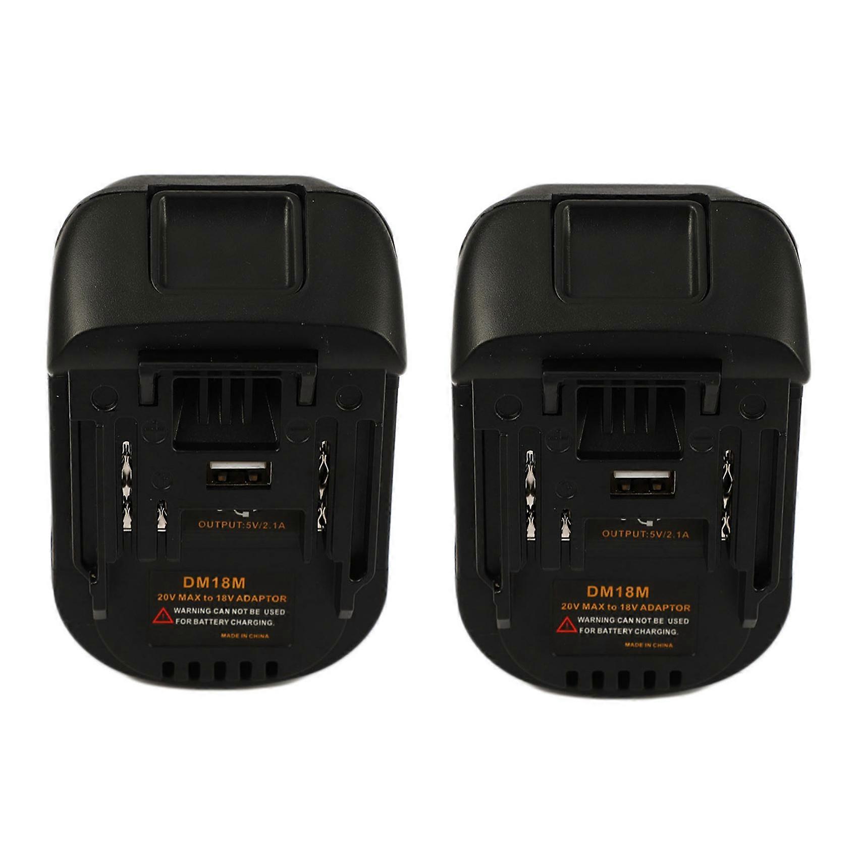 2X 20V To 18V Battery Conversion Dm18M Li-Ion Charger Tool Adapter For Bl1830 Bl1850 Batteries