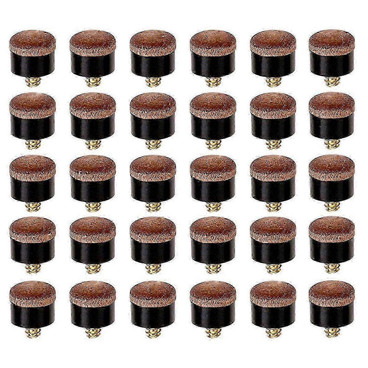 30 Pcs Screw-On Billiard Pool Cue Tips - 12mm Replacement Tips Compatible with Pool Cues & Snooker Sticks for Enhanced Performance