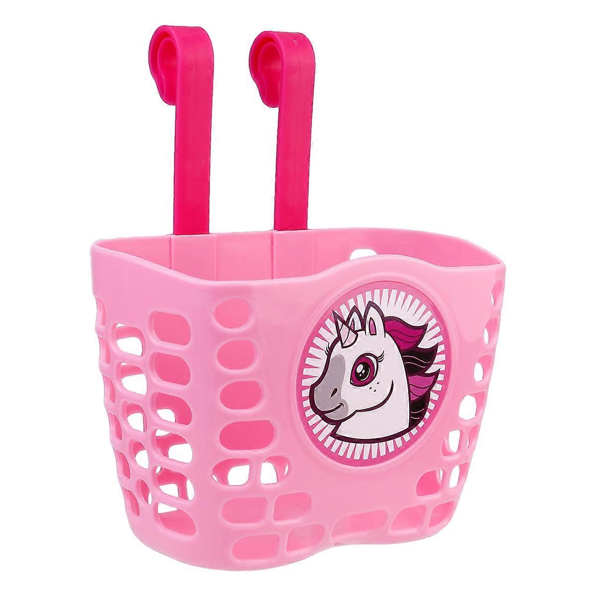 Pink Plastic Bike Basket for Storage Portable and Lightweight with Weave Design 7.5"x4.5"x5.5"