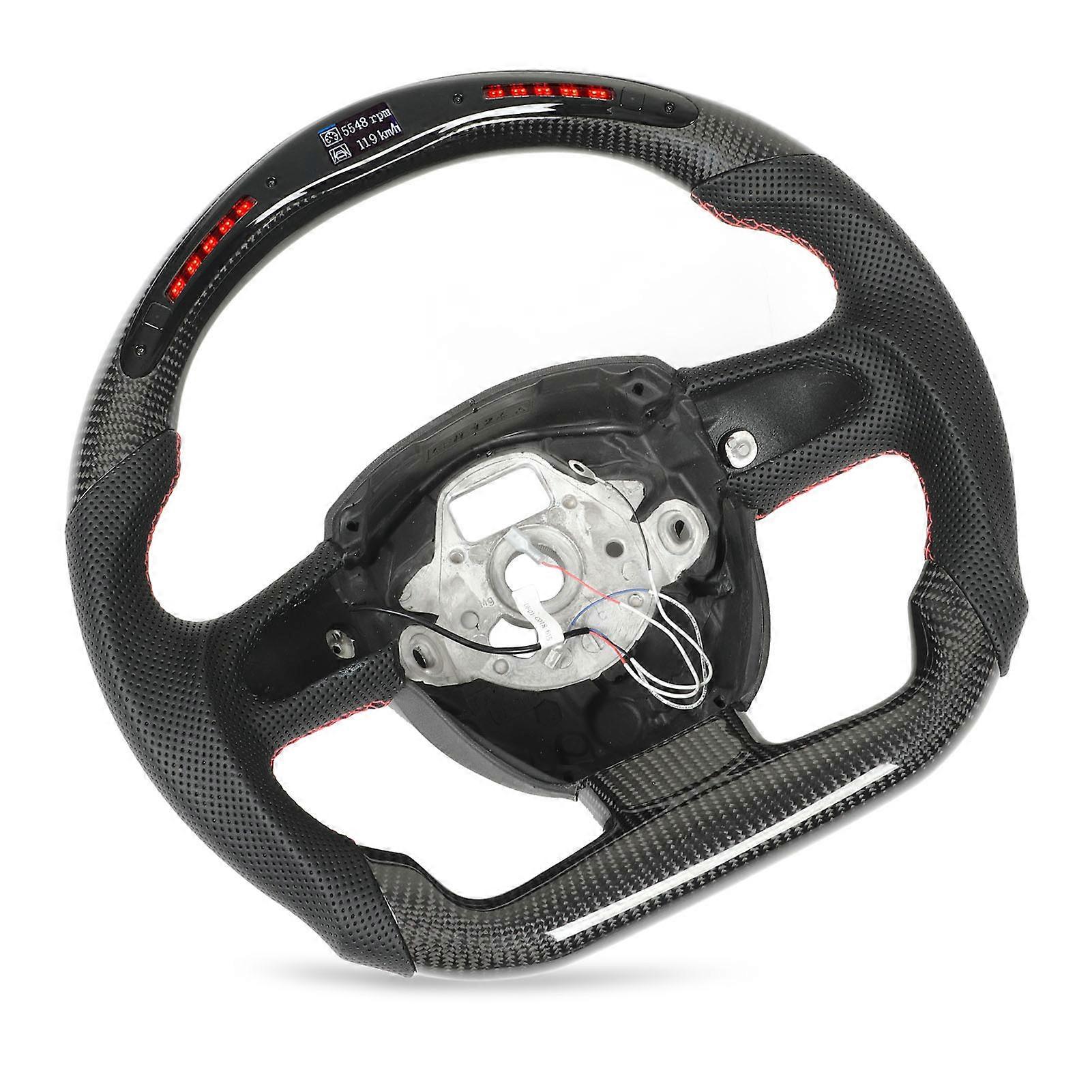 LED Shift Lights Carbon Fiber Steering Wheel Red Stitching for S4 S5 RS5 B8 S6 C6 S8 D3