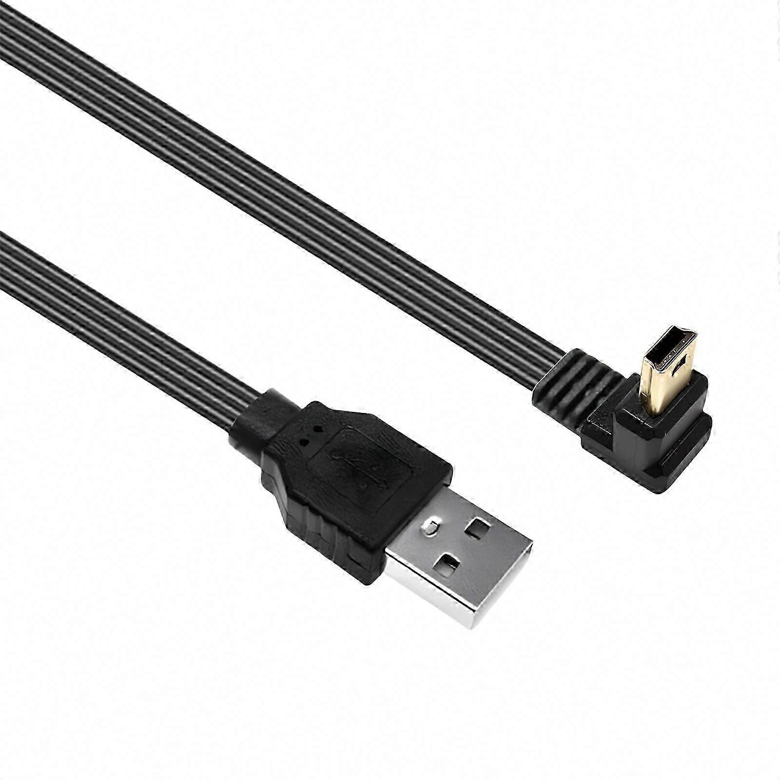 Mini USB to USB Right Angle Cable USB 2.0 Silicone Flat Wire Supports 5V 2A Charging 480Mbps Data Transfer Cable
