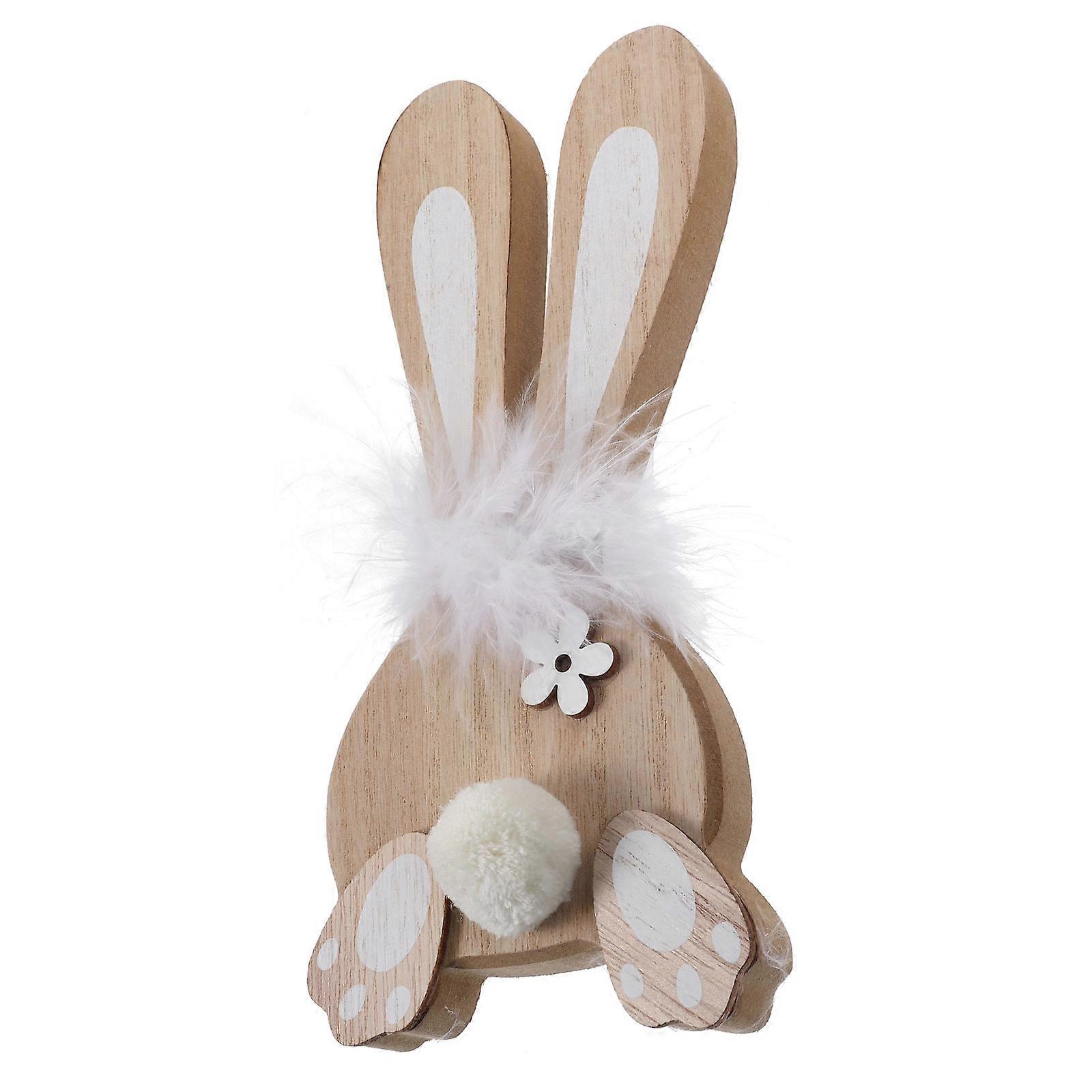 Adorable Wooden Rabbit Statue for Easter Decoration Craft Perfect for Desktop Parties and