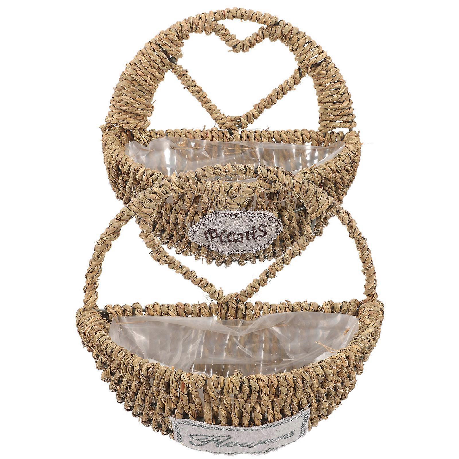 2pcs Woven Wall Hanging Flower Baskets, Decorative Wall Mount Planters for Home – Stylish Design with Fine Craftsmanship for Indoor Plant Display