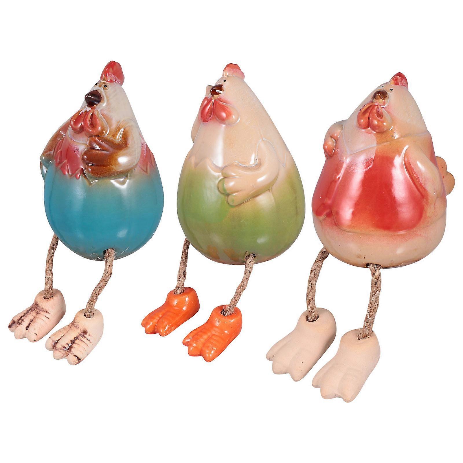 Mini Chicken Figurine Ornament For Bedroom Office Desk Decoration 12.00x7.00x7.00 cm Fine Craftsmanship Design 3Pack