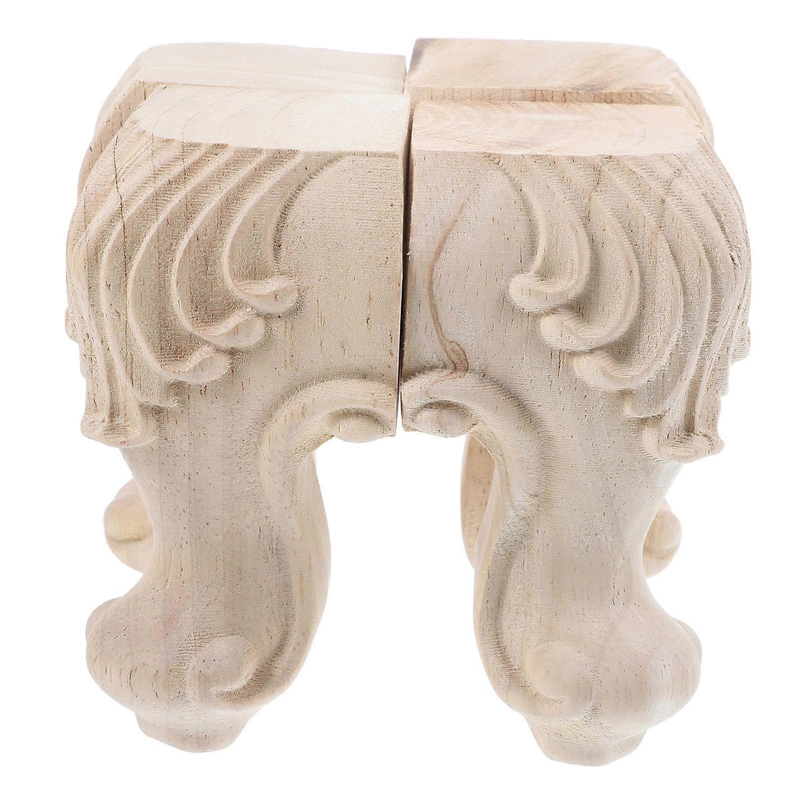 家具サポート木製脚 4個カーキ色 カウチキャビネットやドレッサーに最適 彫刻が施されたヨーロピアンスタイルのデザインで取り付けが簡単