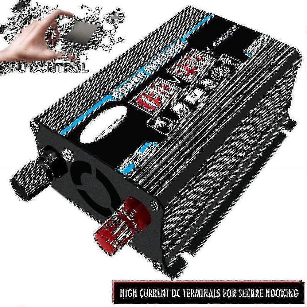 4000W Pure Sine Wave Power Inverter 12V DC to 220V AC Converter with ...