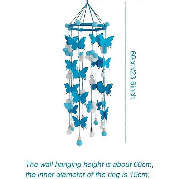 Crib Mobile Butterfly Plush Charm Cute Butterfly Wind Chime Ceiling Mobile Charm Baby Room Decorations Newborn Toys (1 Pack, Blue)