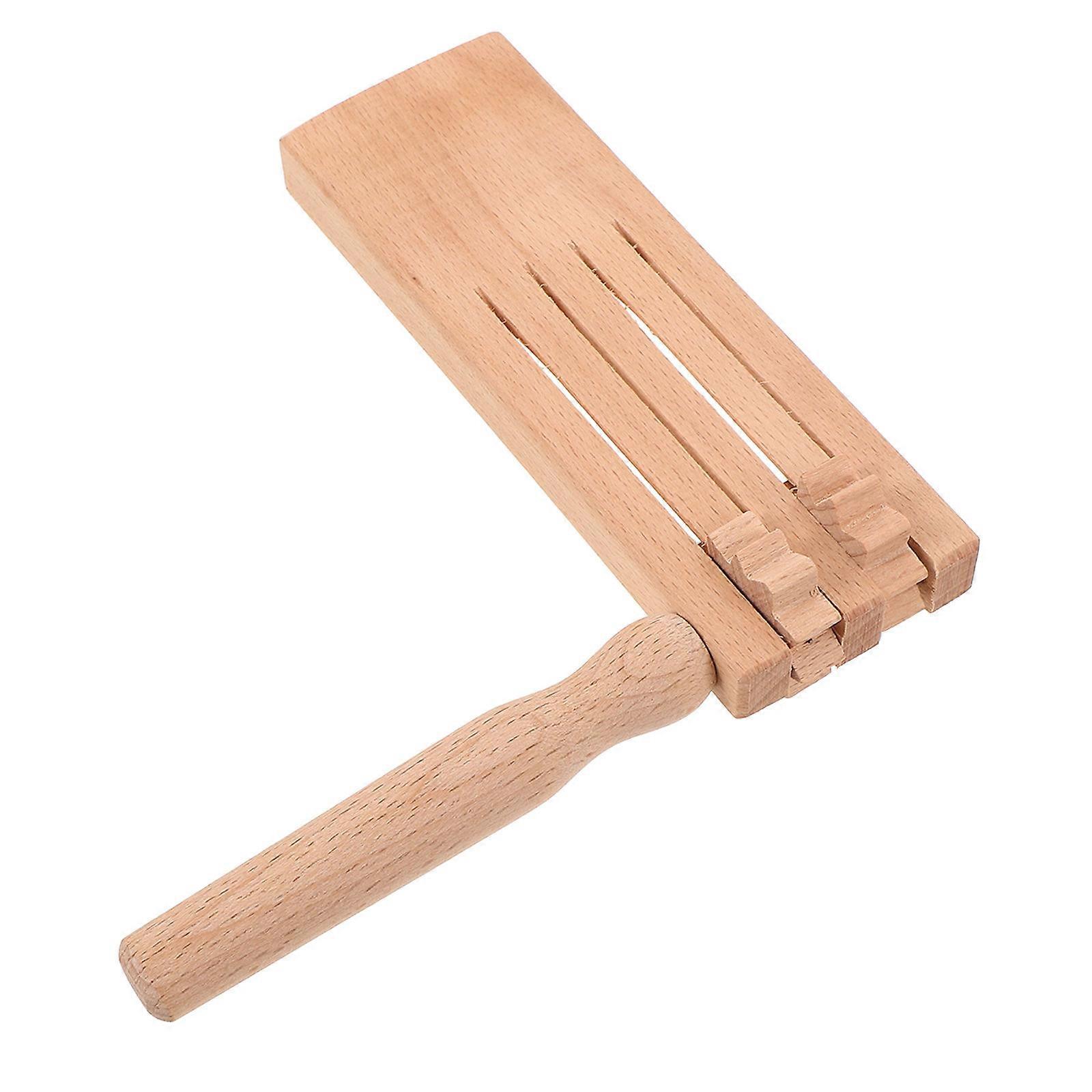 Mexican Wooden Spinning Ratchet Noise Maker Double Row Orff Instrument for Early Learning Hand Eye Coordination Natural Wood Sports Events