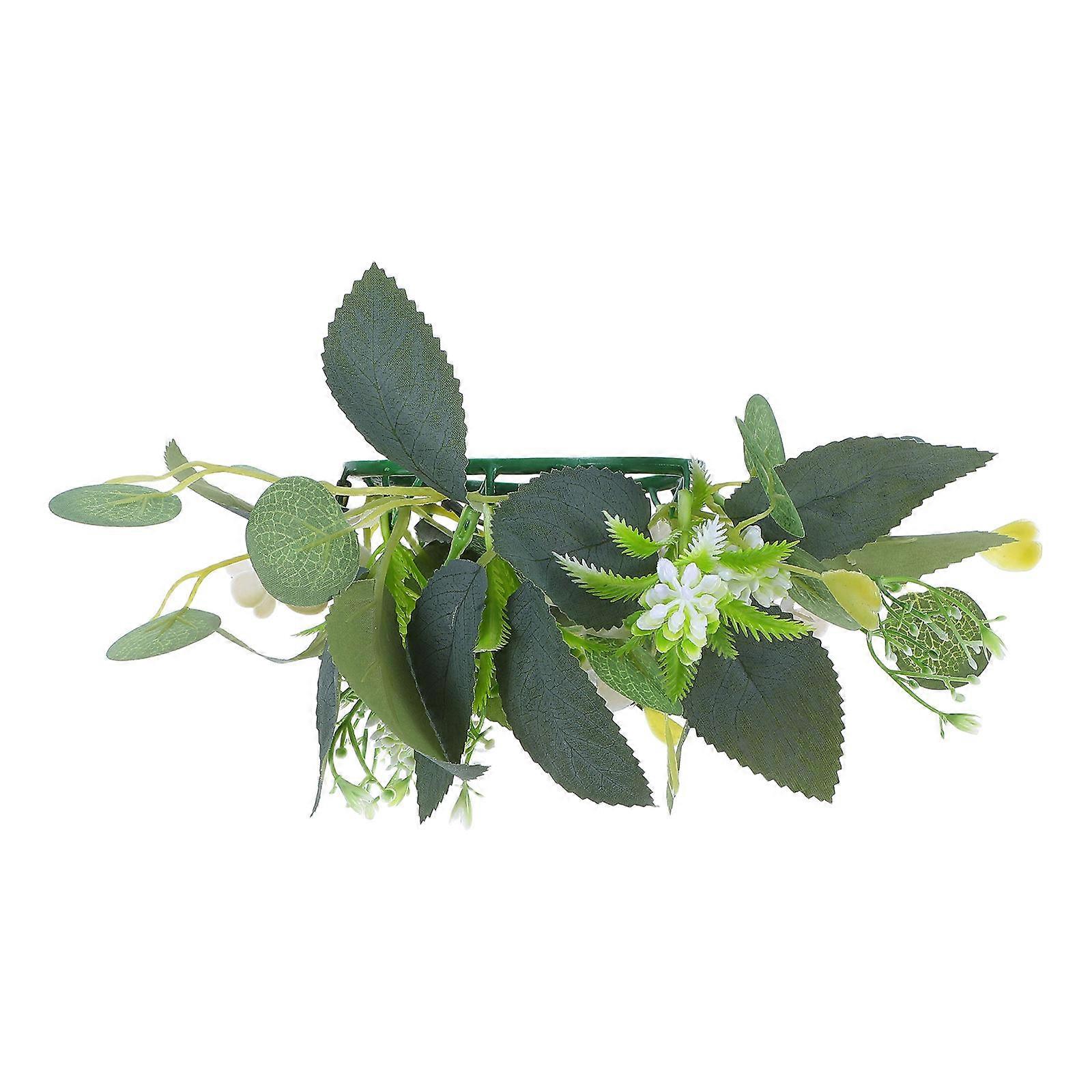 Artificial Eucalyptus Flower Candle Ring Wreath for Wedding Table Centerpieces Indoor Home Decor Green 8.5 Inches