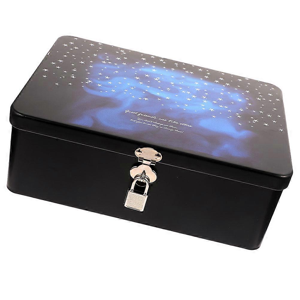 Decorative Tinplate Storage Container Desktop Jewelry Storage Case with Lock