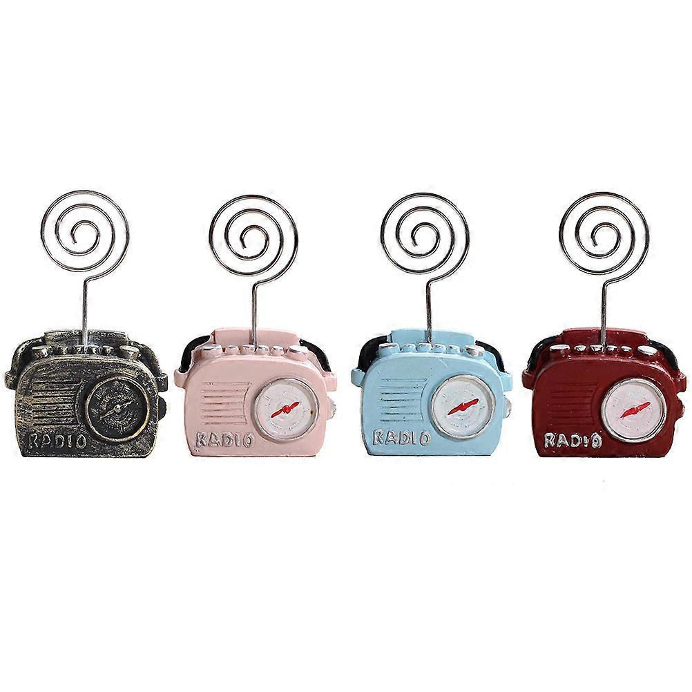 Retro Cards Clip 4Pcs Assorted Color Memo Holders For Students Home Decor And Office Use Made Of - Resin