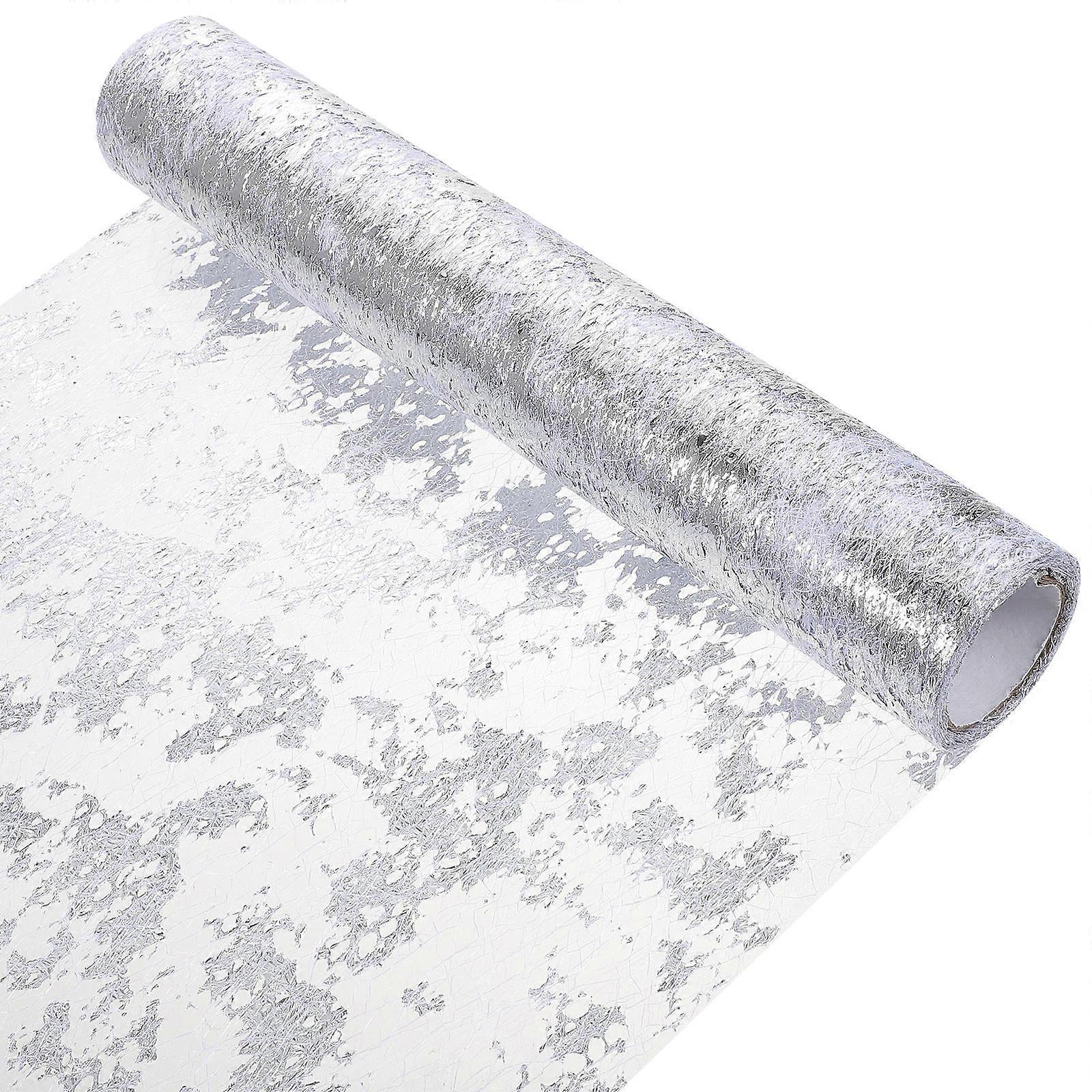 Fancy Table Runner Rectangular Thin Mesh Fabric For Thanksgiving Decor Silver Finish 1Pack
