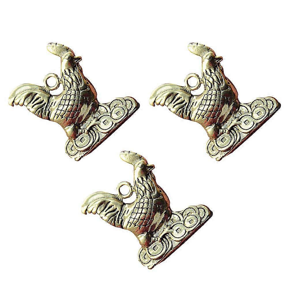 Brass Key Ring Hangings Ideal For DIY Enthusiasts Portable Decorative Money Chicken Shape 3Pcs
