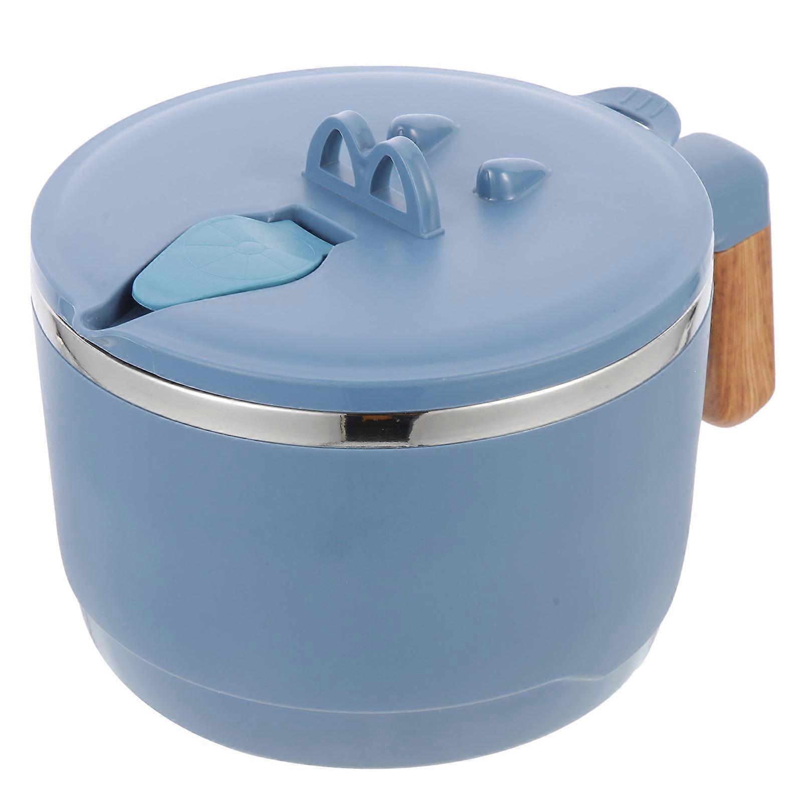 Round Ramen Noodle Bowl Sealed Insulated Food Box For Transporting Food With Dark Blue Color 1Set
