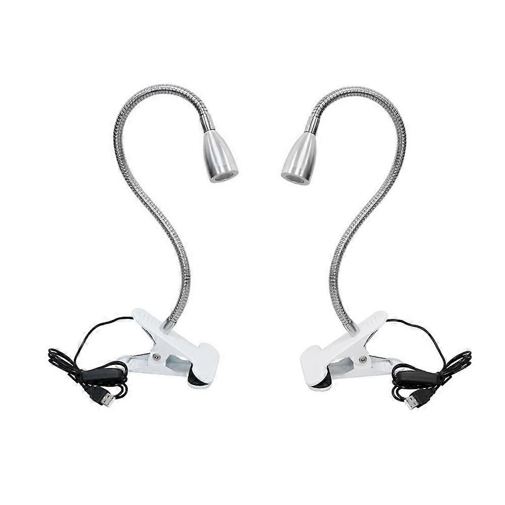 Warm White Desk Lamp with Clip Tube USB Powered for Lighting Use Silver