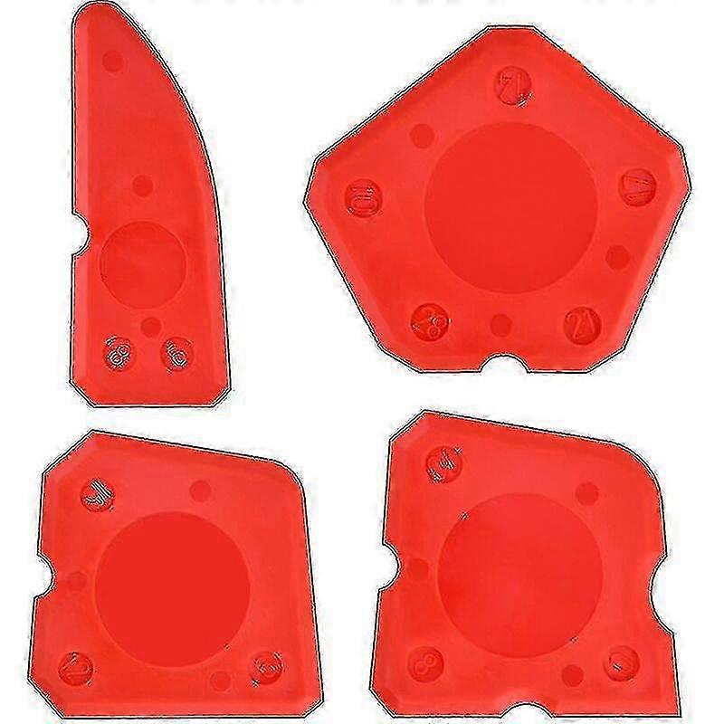 4-Piece Silicone Caulking Tool Set - Joint Smoothers for Sealing, Grout & Finishing (Red) Edition 0812