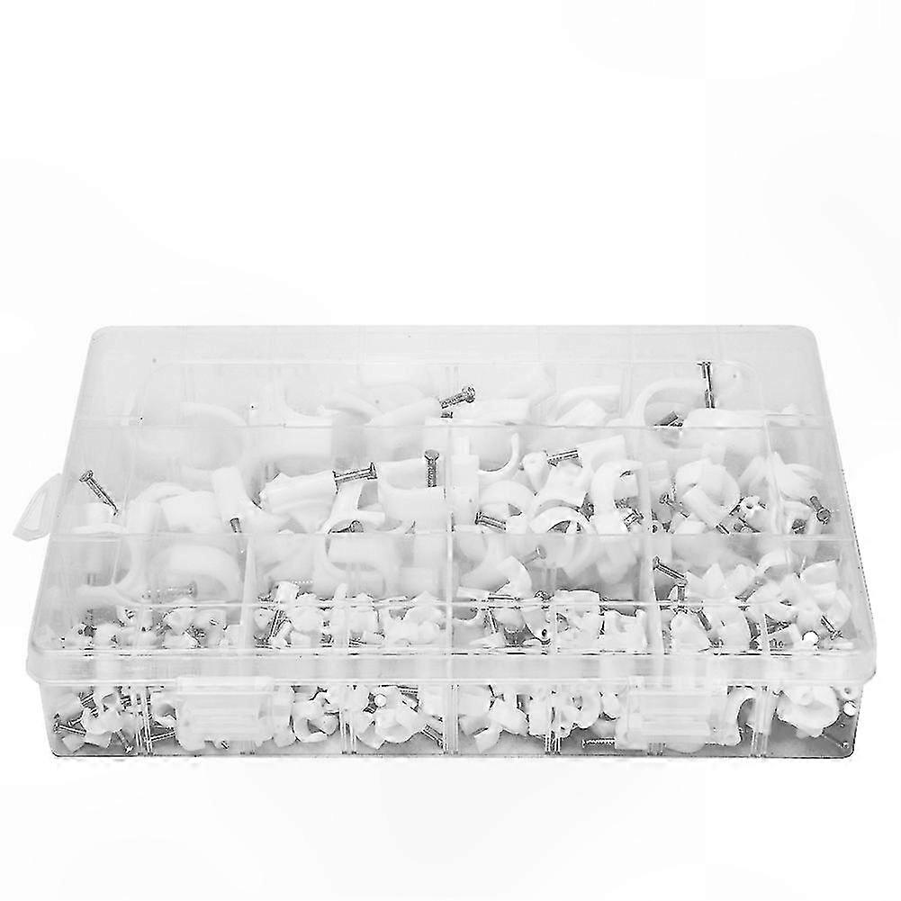 310-Pack Cable Clips for Wire Management, Wall Mount Fasteners, Round White Installation Accessories