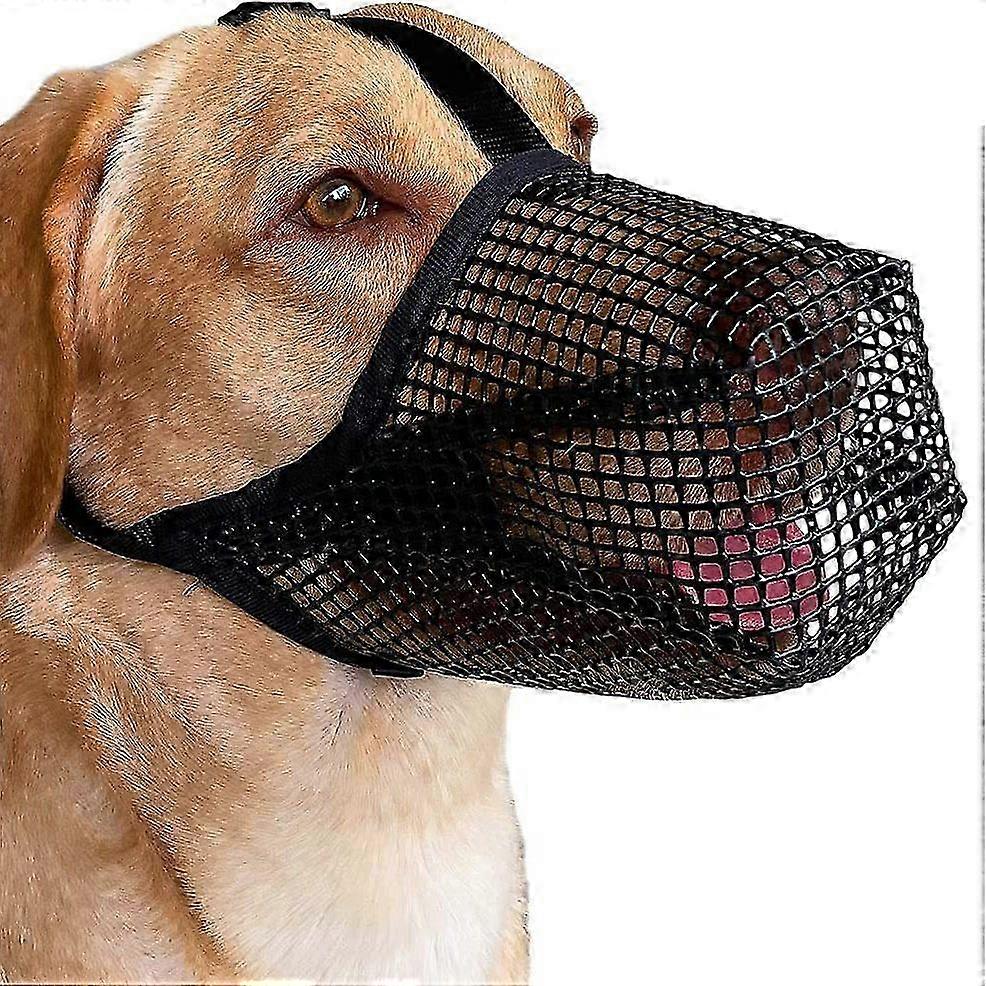 Dog muzzle with rounded mesh, breathable muzzle for small, medium and large dogs, prevents eating, biting and chewing (M, Black) SZRH A-D