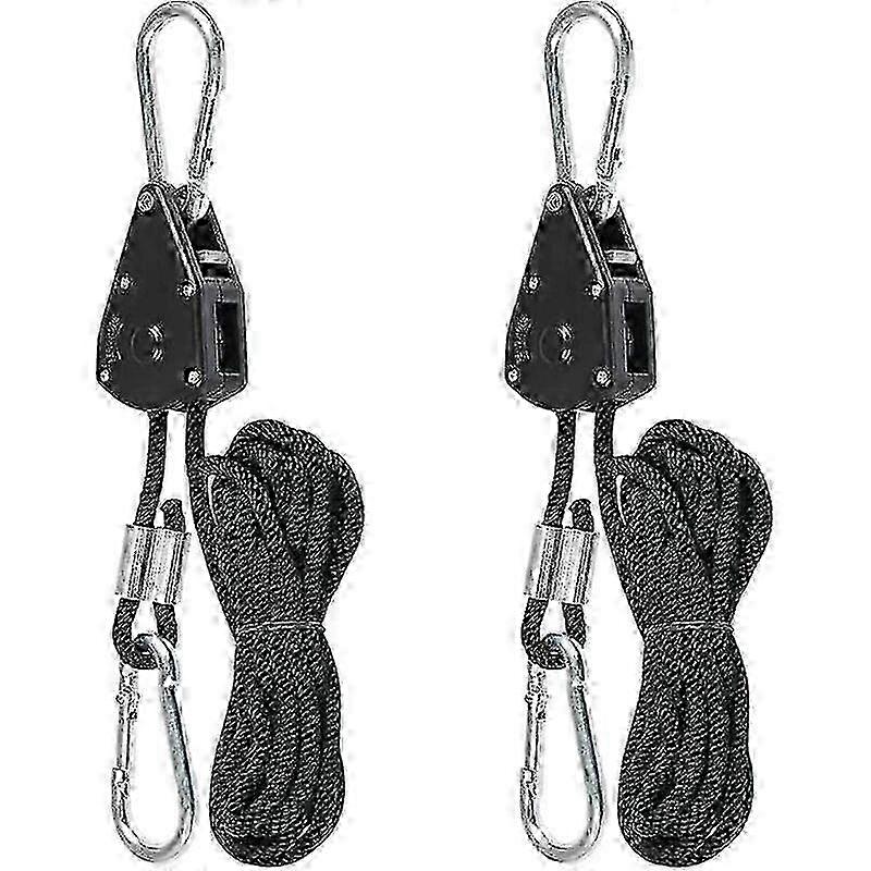 Heavy Duty Ratchet Ropes with Hooks - Adjustable Pulley Ratchet Straps for Multiple Uses (2 Pack)