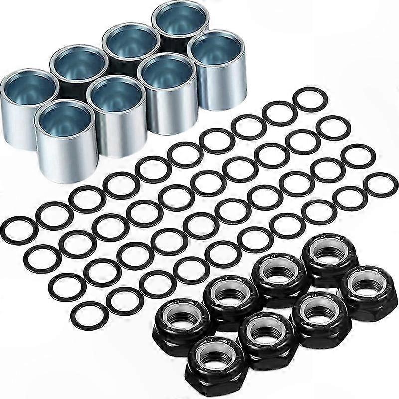 Skateboard Hardware Kit with Spacers and Axle Nuts for Longboards and Skateboards