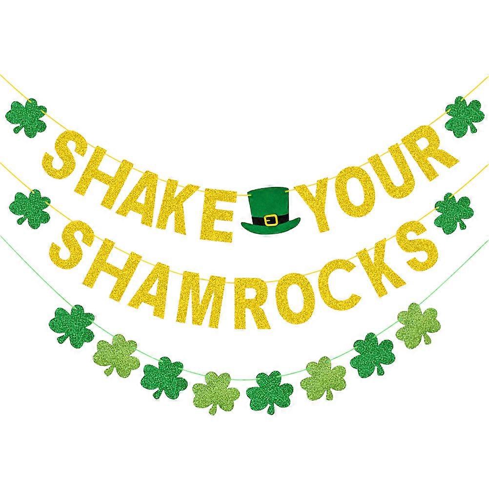 St Patrick's Day Banner Party Decorations with Clover Pendants for Wall Hanging Assorted Color