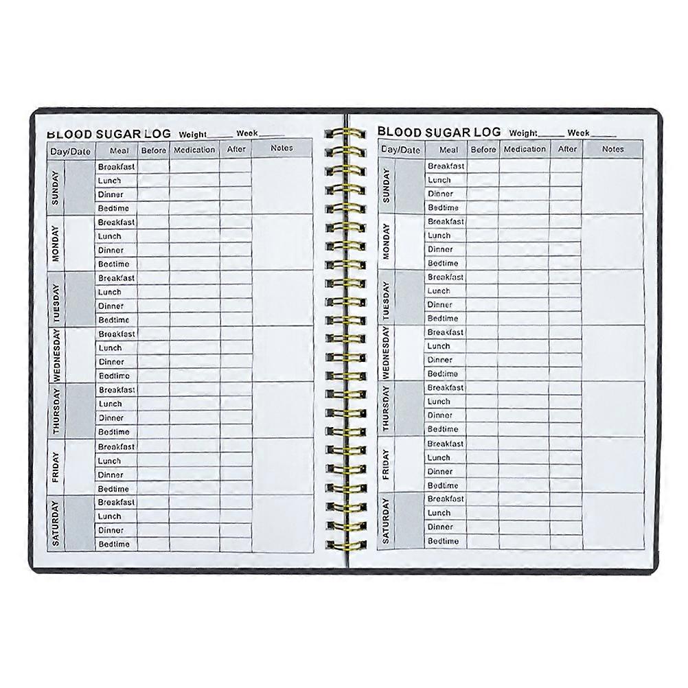 Blood Glucose Tracking Diabetes Record Log Book Health Management Paper Black Portable Design 1Set