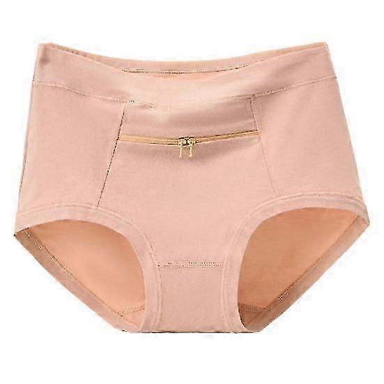 High waist panties for women anti-theft zipper pocket seamless comfort