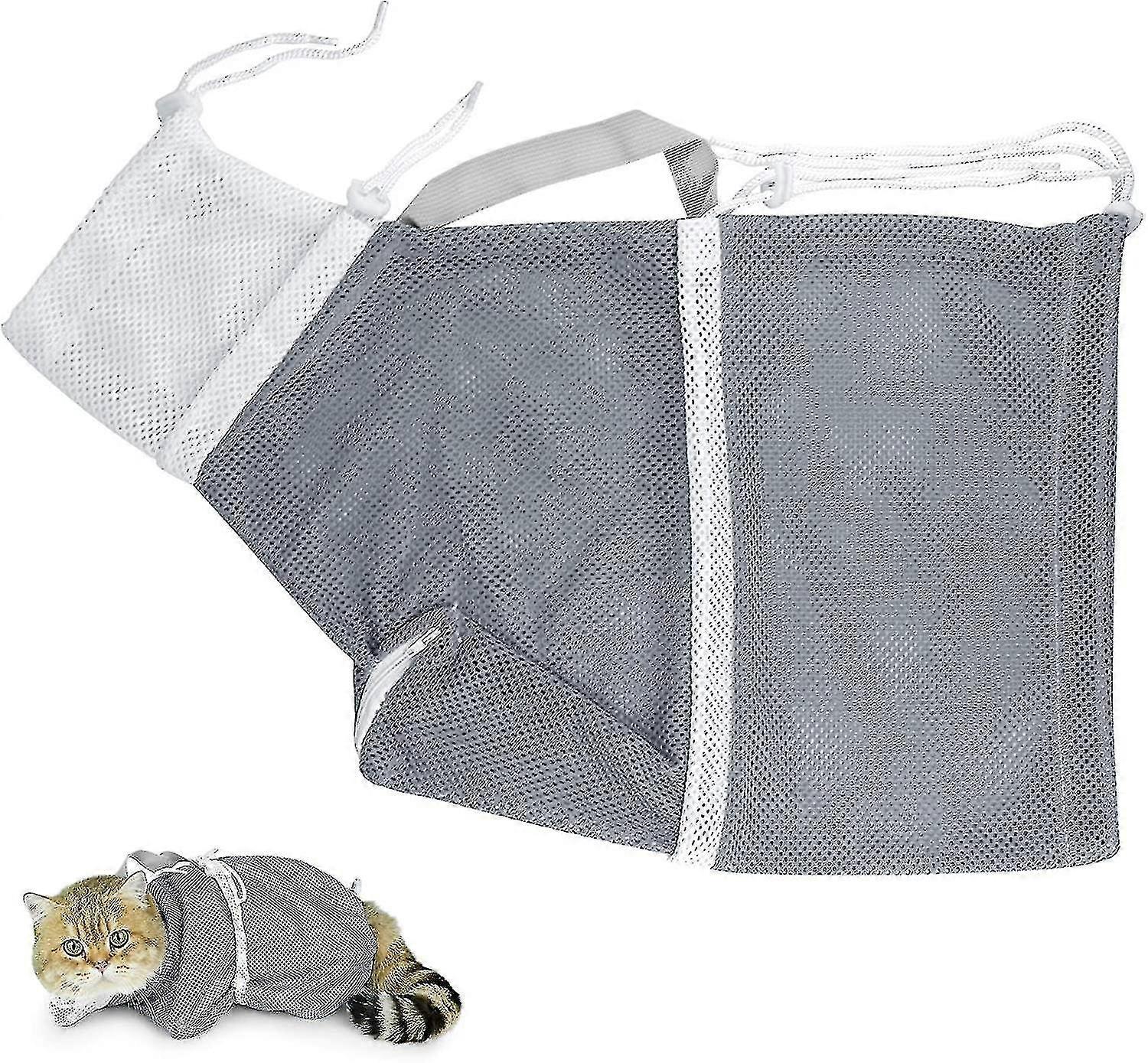 Kedi banyo torbası banyo için ısırma önleyici ve çizilmez kedi bakım çantası - Gri