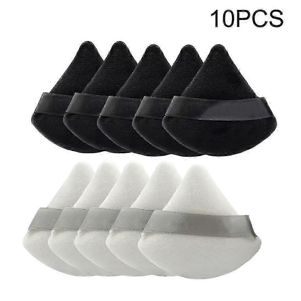10pcs Face Makeup Tool Accessories Sponge Triangle Shape Powder Puff With Strap