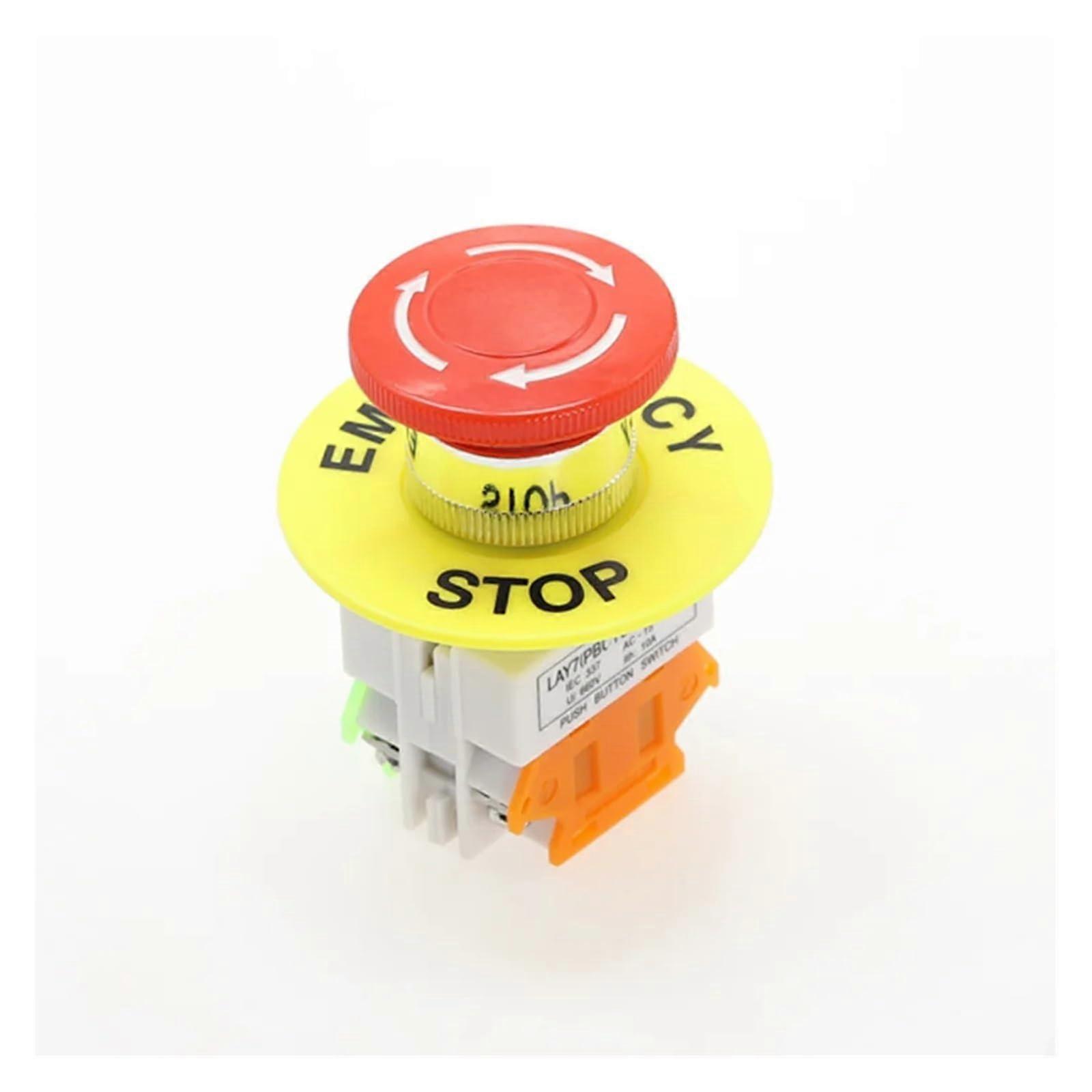 Emergency Stop Switch Mushroom Push Button DPST AC 660V 10A NO NC LAY3711ZS