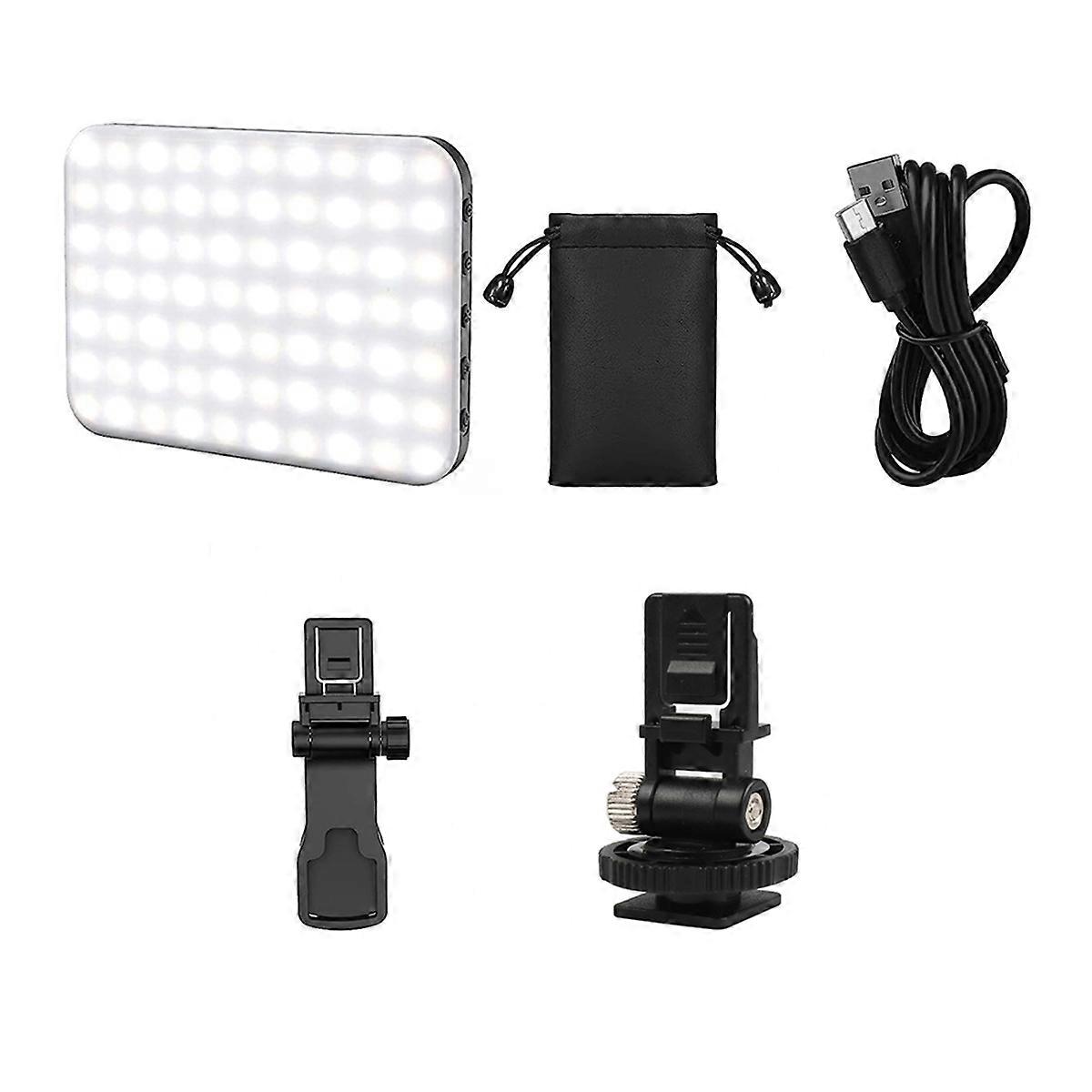 Selfie Light Portable Video Fill Light 60 LED Ajusted 3 Light Modes for Video Recording Photos Makeup Meetings Black