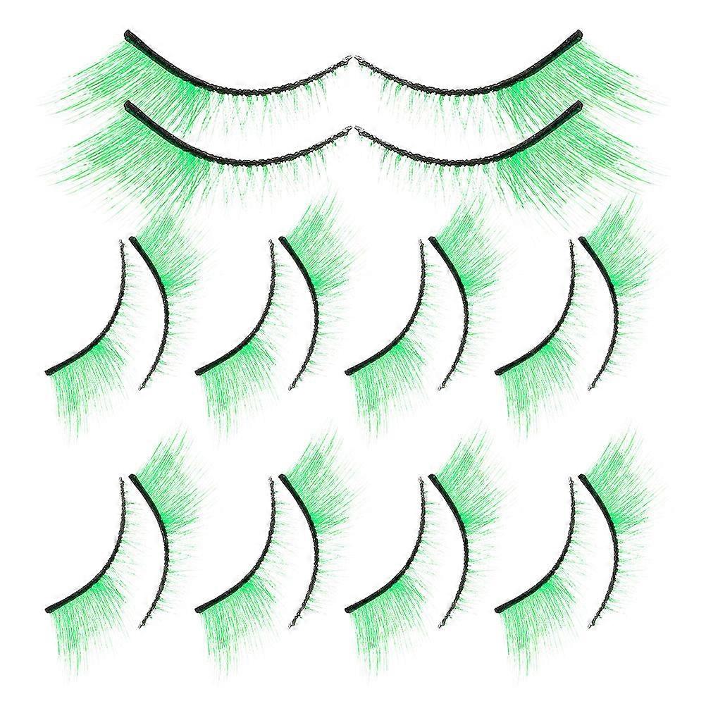 Green False Eyelashes for Stage Makeup with Exaggerated Effect 10Pairs