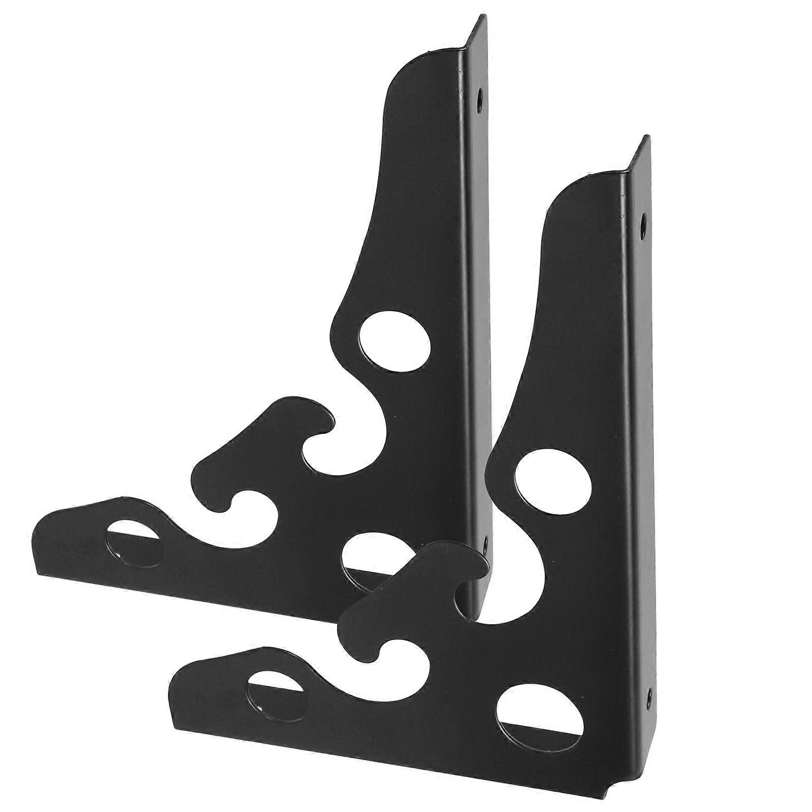 Black Metal Corner Bracket Heavy Duty Shelf Support Triangular 2Pcs Set