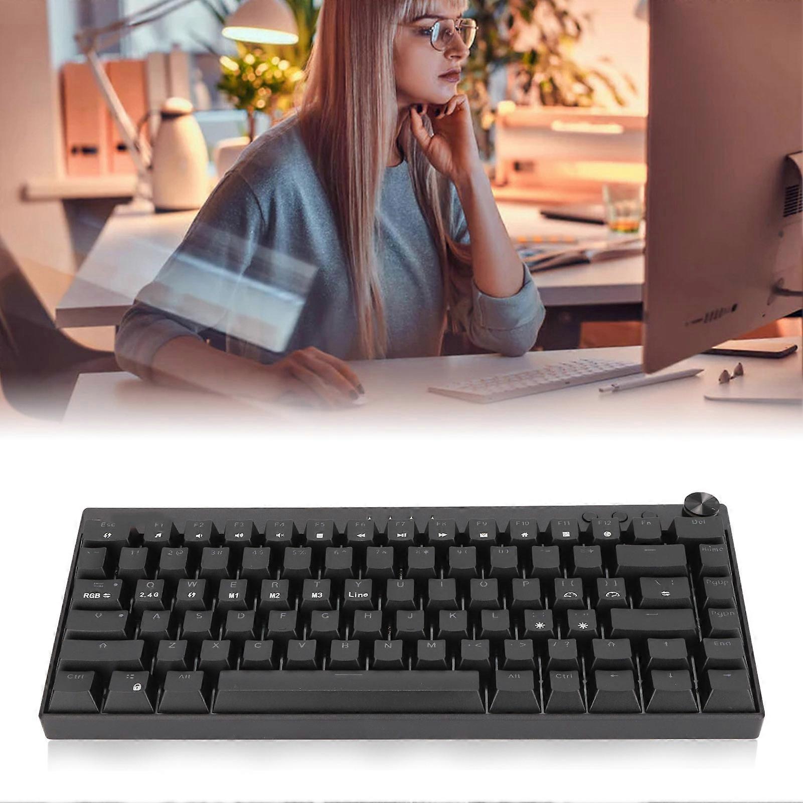 82-Key Mechanical Keyboard RGB Backlight Brown Switch Black