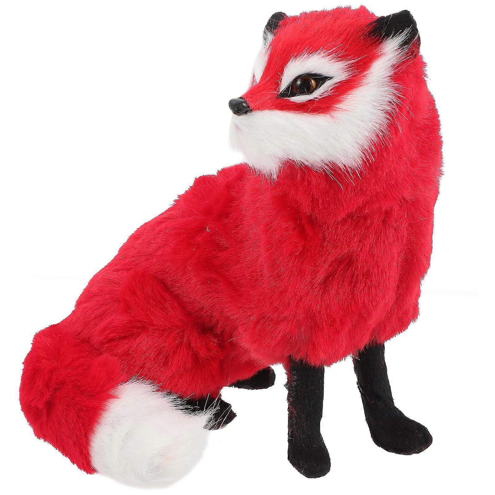 Lovely Animal Ornament Plush Fox-Shape Model for Decoration 2Pcs Toy