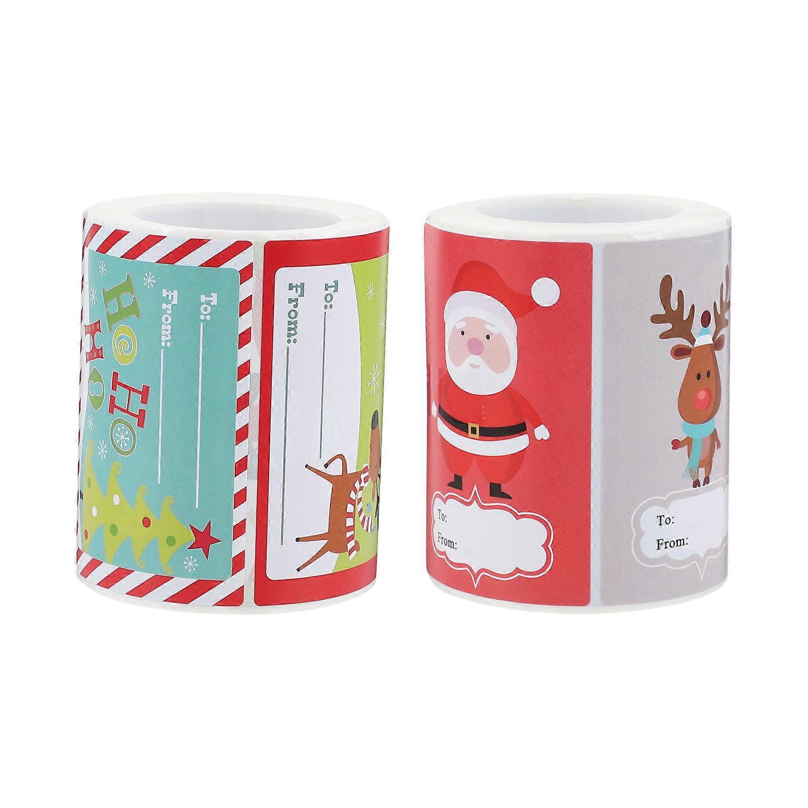 Christmas Gift Packaging Stickers for Decor 2 Rolls of DIY Seal Stickers