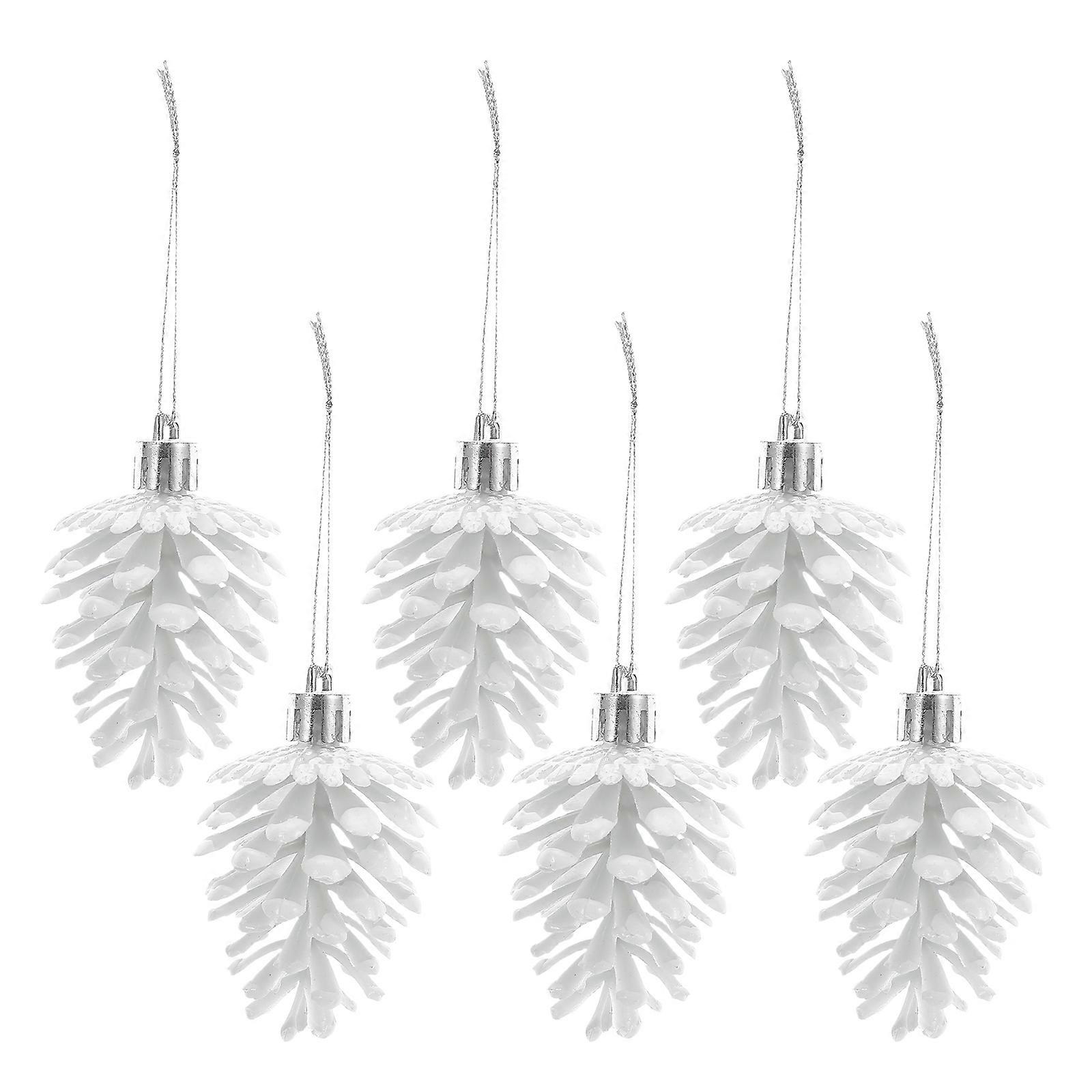 Frosted White Pine Cone Ornaments for Christmas Hanging with 18Pcs