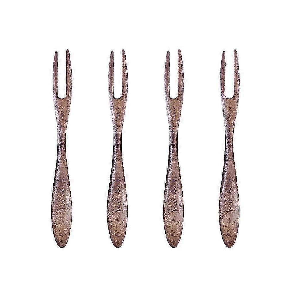 كعك شوك خشبية يختار الفاكهة شوك الحلوى لمقهى حفلة الشاطئ الصيفية 12x1x0.5 سم كب كيك 4 قطع