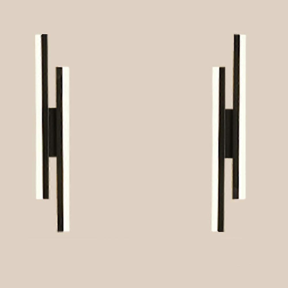 Bracket Light Modern Linear LED Wall Sconce Set Of 2 Left And Right ThreeColor Dimming Black Wall Light Bedroom