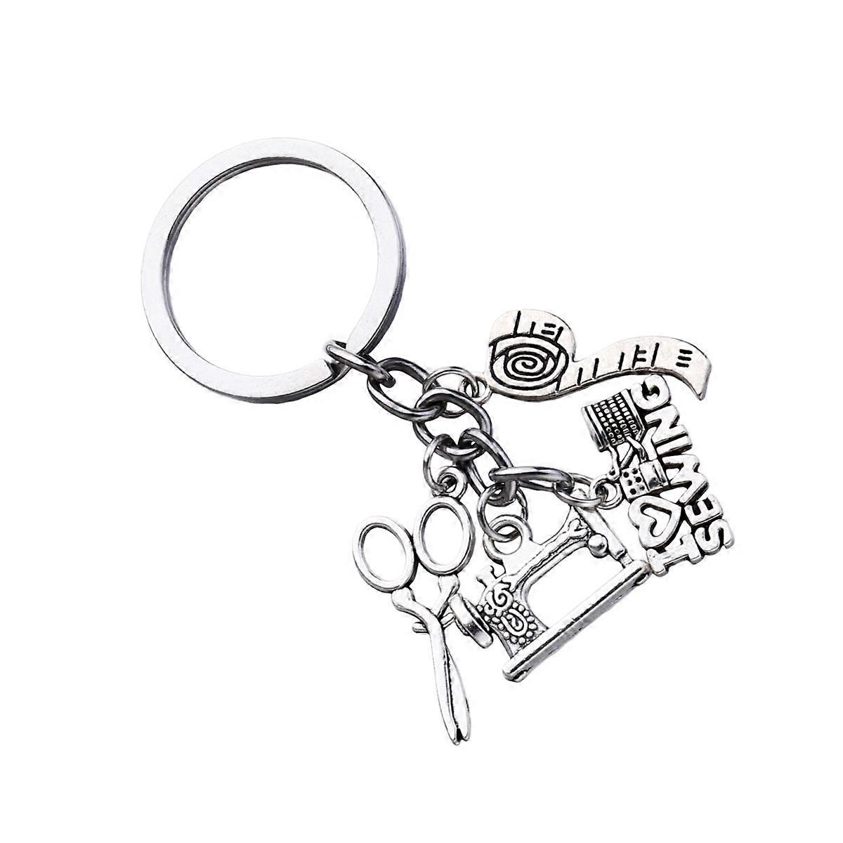 Creative Metal Keychains Sewing Machine Key Rings for Hanging Keys Single