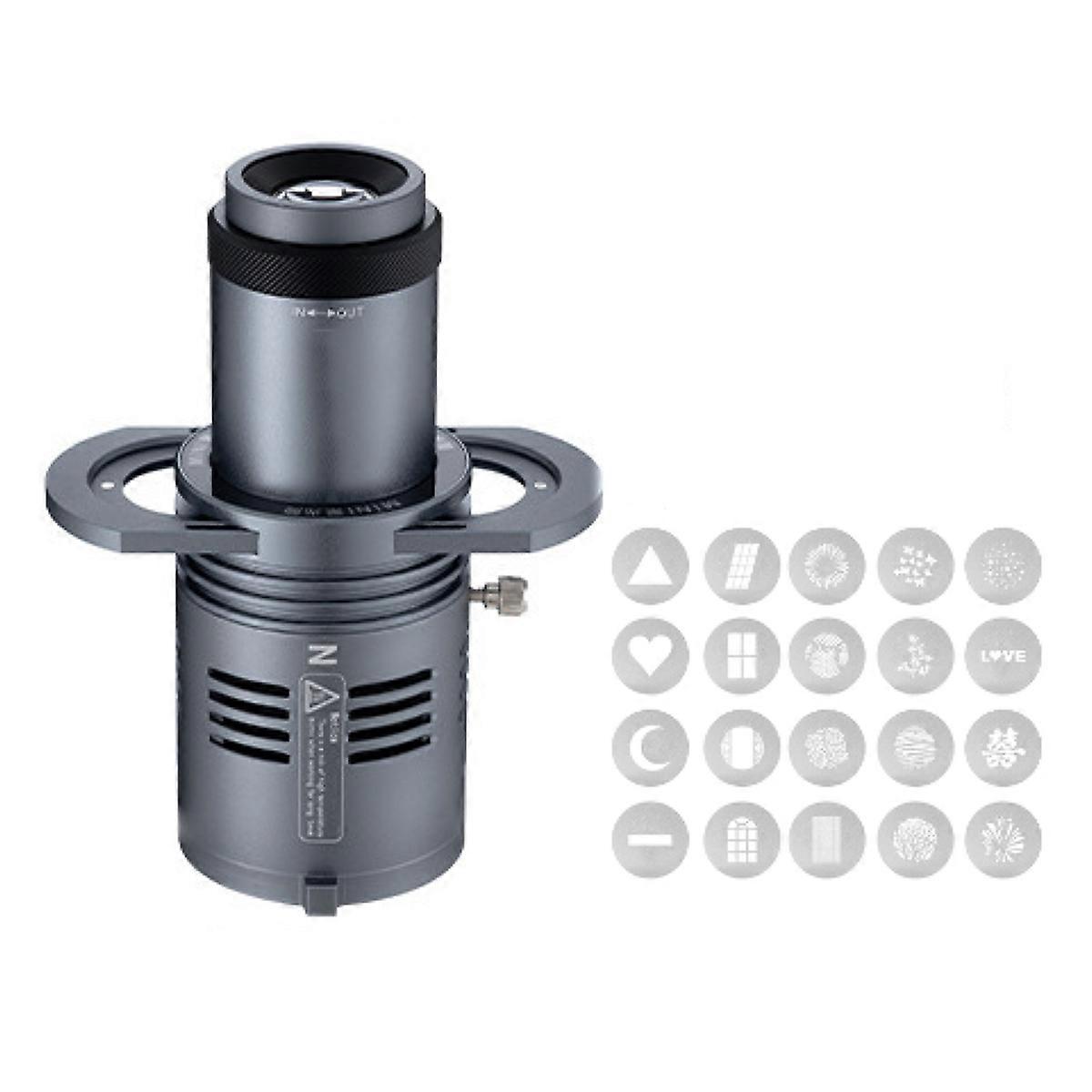 AL20 Photograph Flash Snoot Conical Lens Art Special Shaped Beam with Optical Spotlight Lens 20 Gobos for Mount