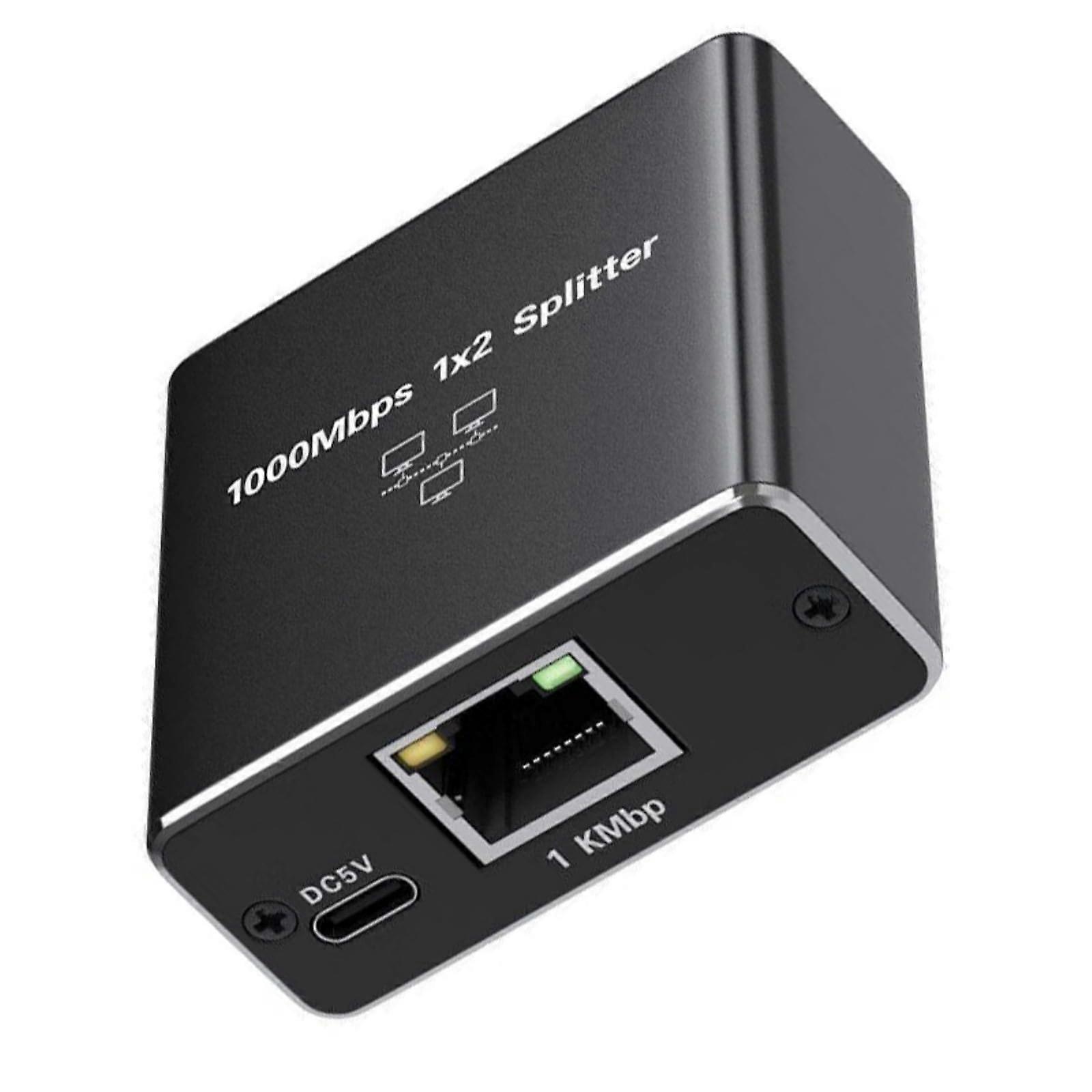 RJ45 Gigabit Networking Splitter Adapter Compact USB Powered Ethernet Hub, USB Power Cable Included