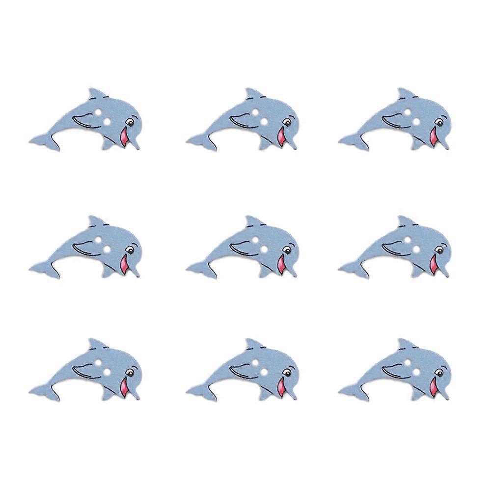 Dolphin Pattern Wooden Buttons for Sewing 50Pcs DIY Decorative Set