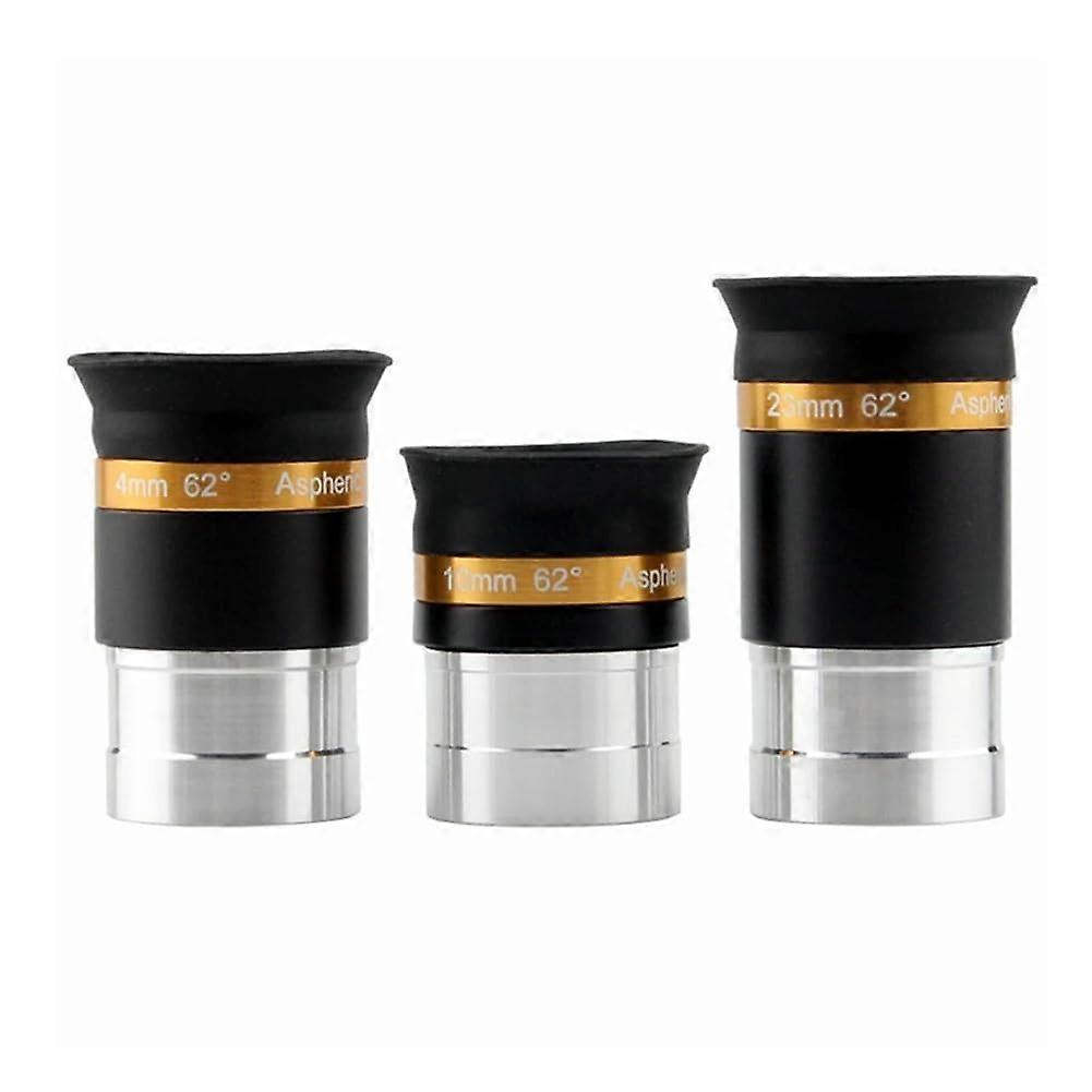 Astronomical Telescope Aspheric Wide Angle Eyepiece Set 3Piece 1.25 Inch 62 Degree AFOV 4mm 10mm 23mm