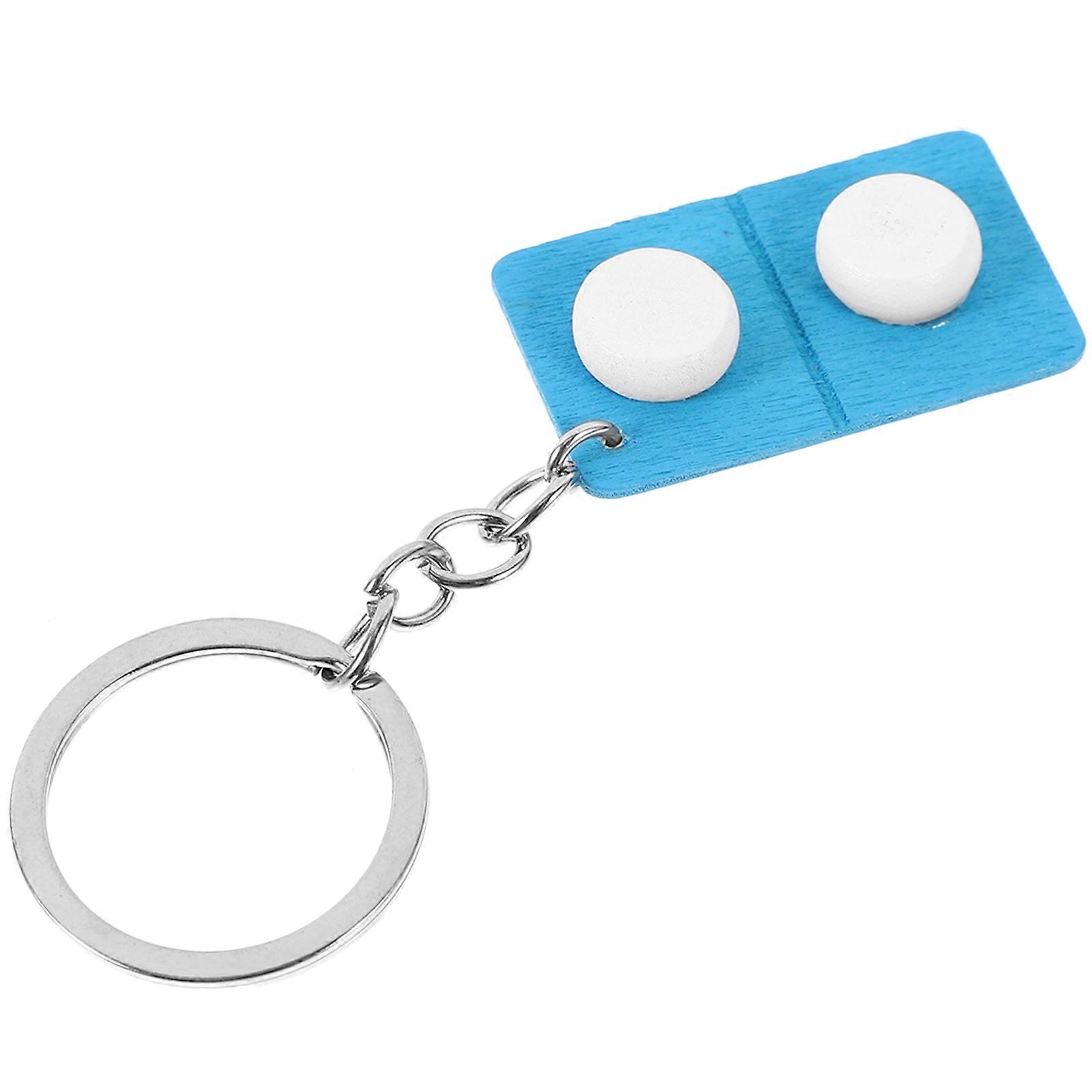 Simulation Pill Keychain Pendant for Decor 4Pcs Wood and Stainless Steel