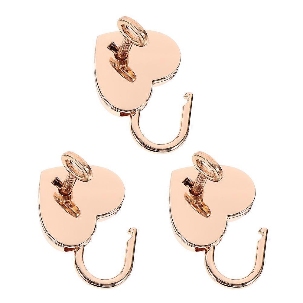 Mini Padlock with Key Heart Shaped Lock for Diary Book 6Sets Golden