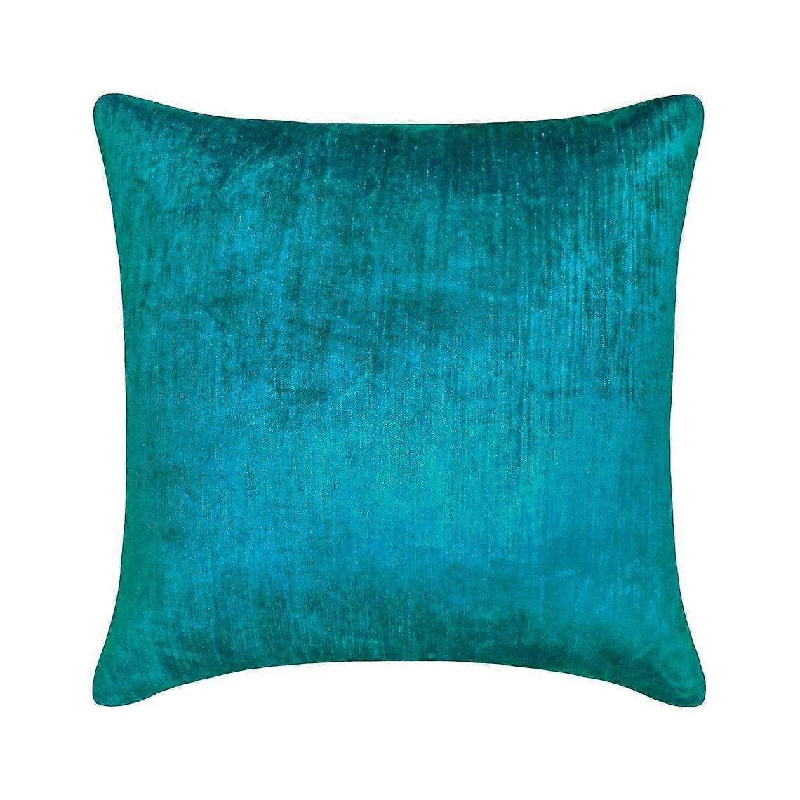 HomeCentric Decorative Teal 22"x22" Velvet Throw Pillows, Double Side Linen & Top Zipper, Solid Pattern Modern Style - Compatible with Jules